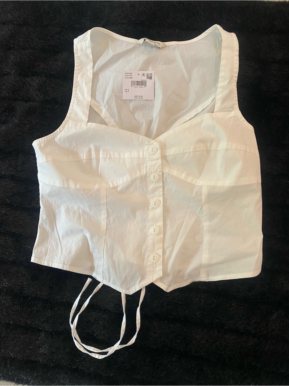 American Eagle Outfitters White Button Corset Crop Top